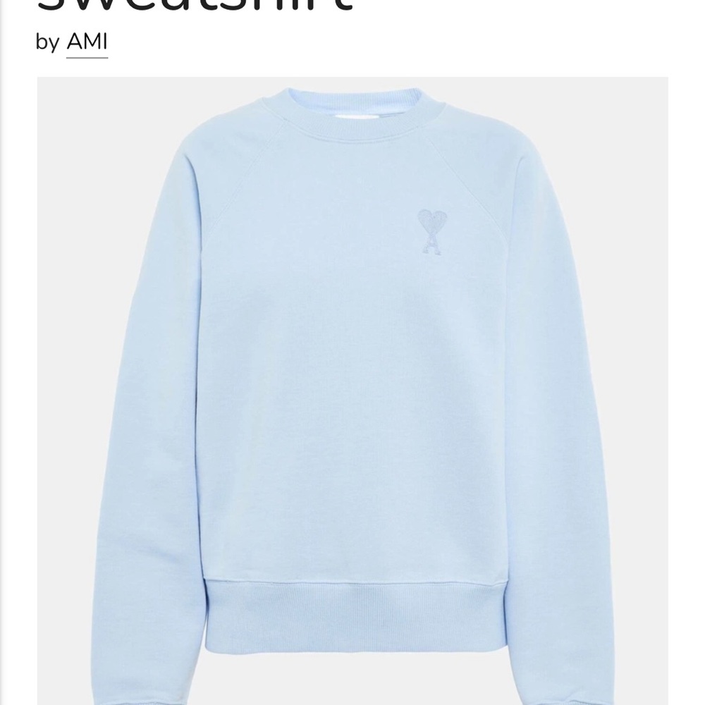 Light Blue Sweatshirt - Ami Paris Ami de Cœur cotton jersey sweatshirt SZ XS